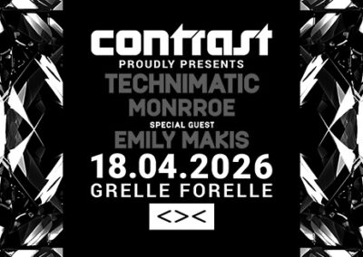 18/04 CONTRAST pres. TECHNIMATIC + MONRROE + Special Guest: EMILY MAKIS Live | 18+